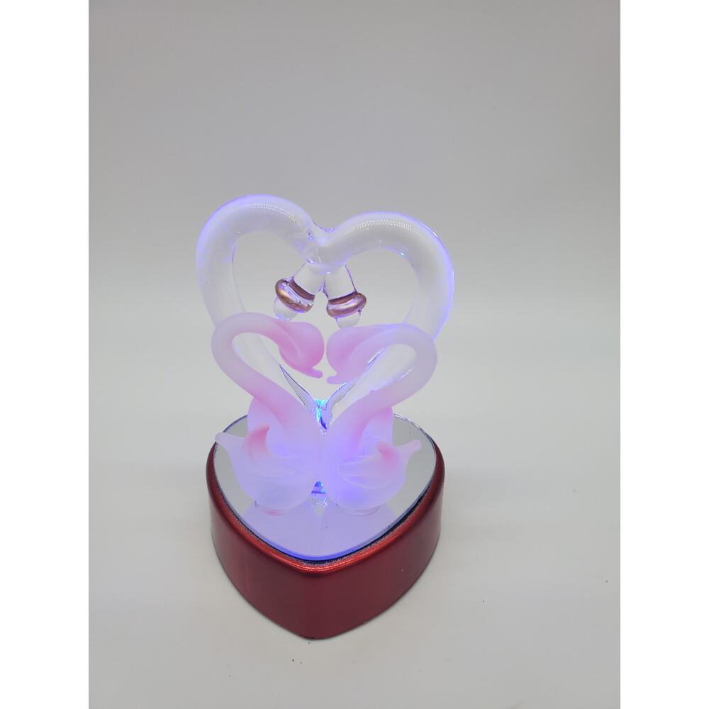 Glass Swan Light Up Display - 4" H - Valentine